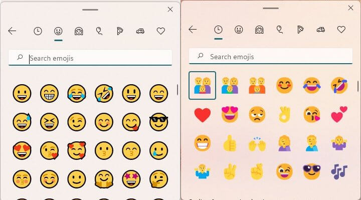 Old emojis (left), new ones (right)