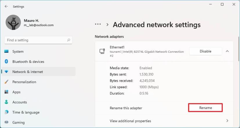 Rename network adapter