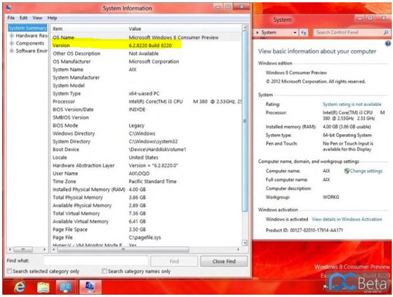 Windows 8 Customer Preview - Information