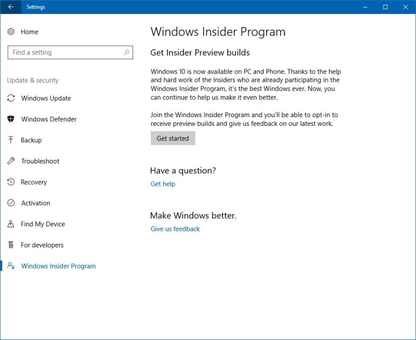 Windows Insider setup