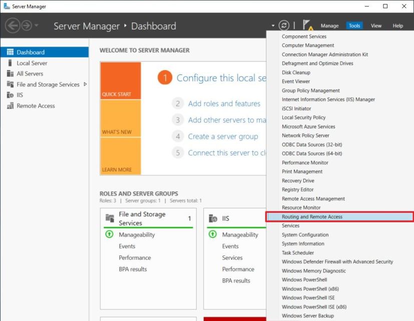 Windows Server 2019 Routing and Remote Access option