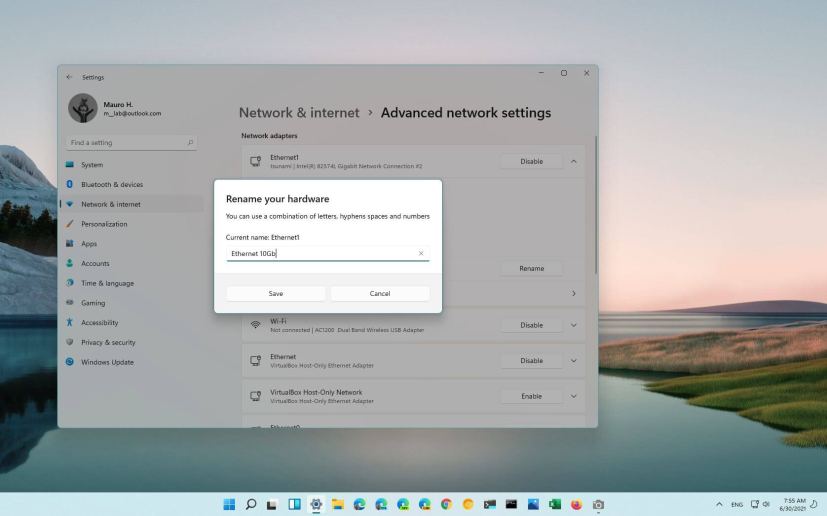 Windows 11 change Ethernet or WiFi name