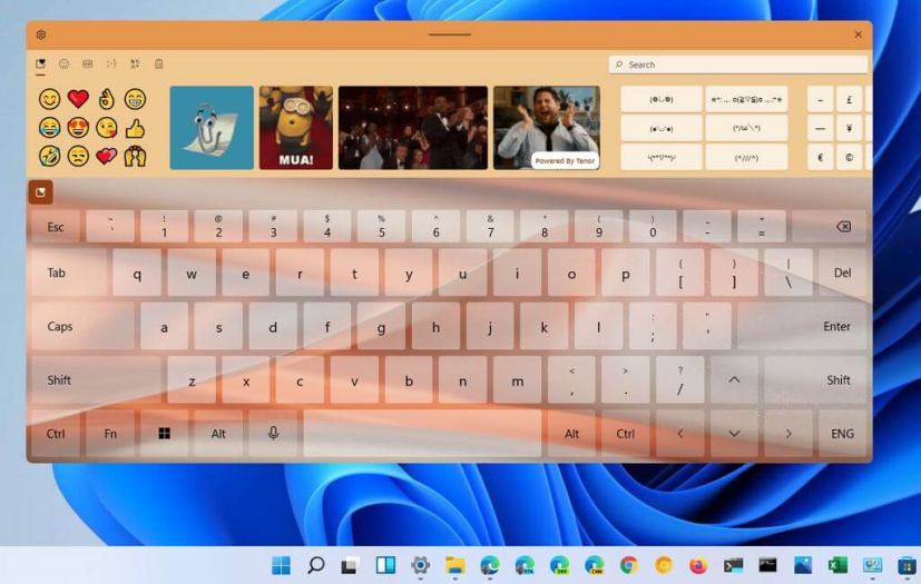 Windows 11 touch keyboard