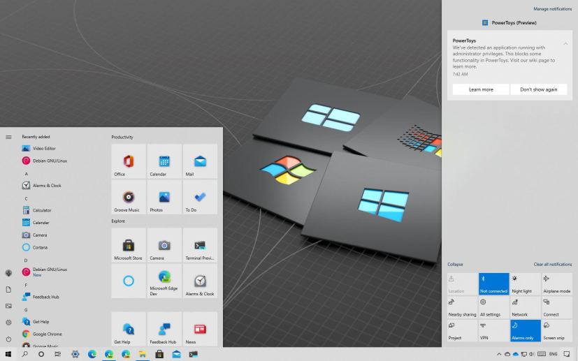 Windows 10 21H2 early desktop view