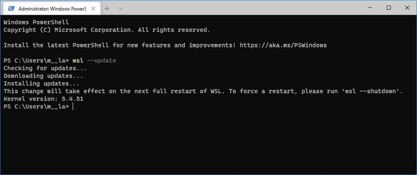 WSL2 install and update commands
