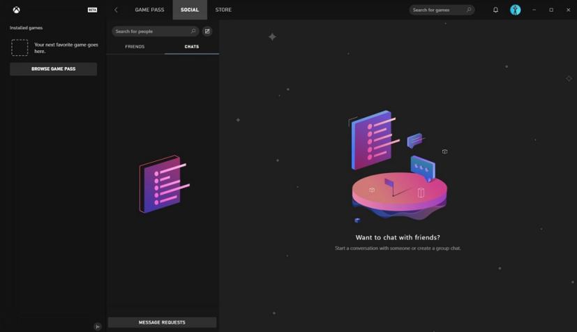 Xbox app Game Pass friends and chats
