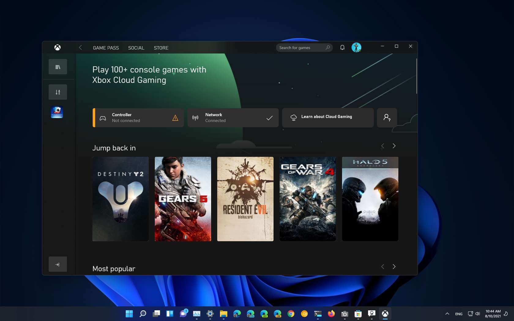 Windows 10 Xbox Cloud Gaming