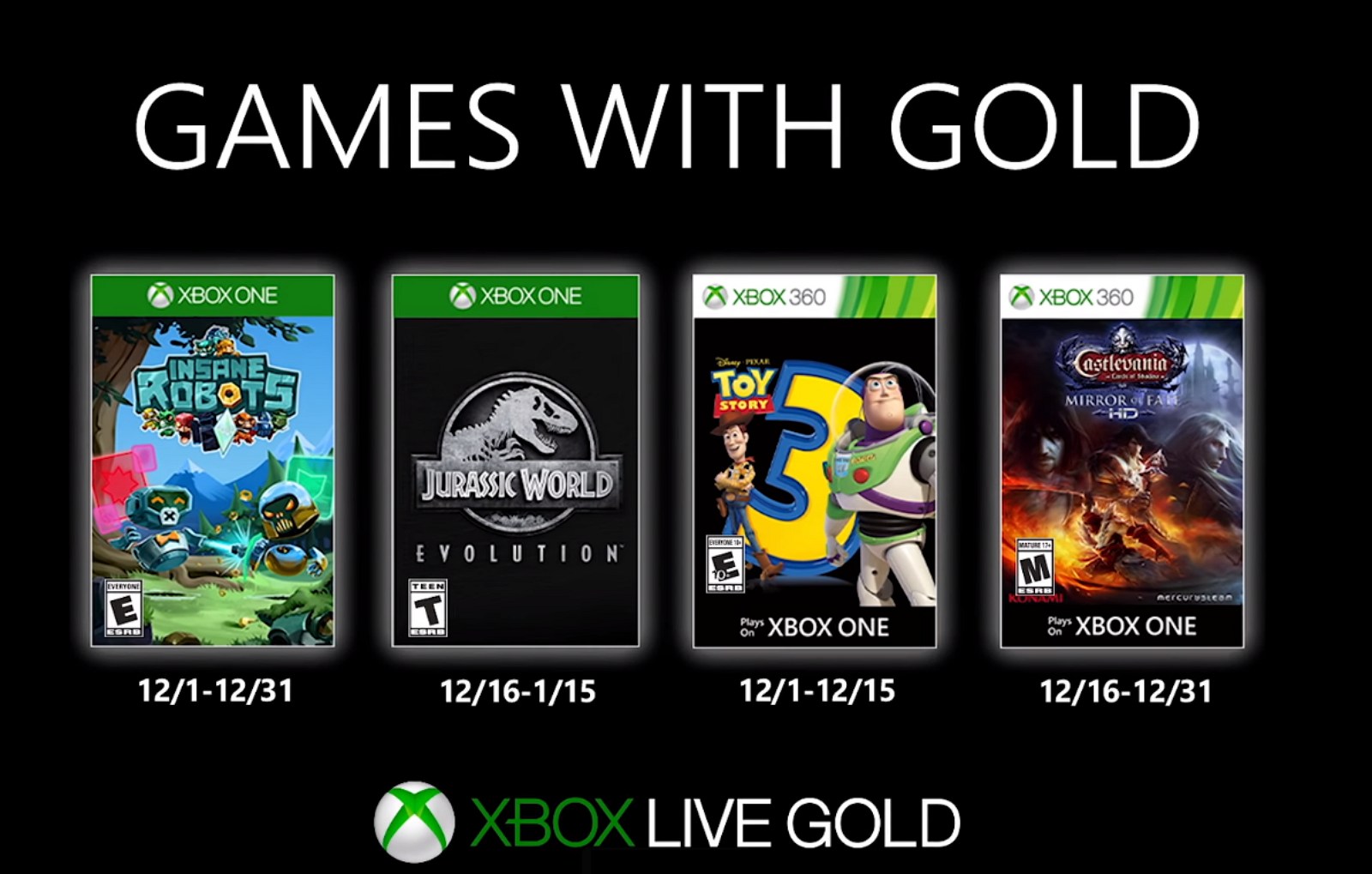 Xbox Games with Gold for December 2019