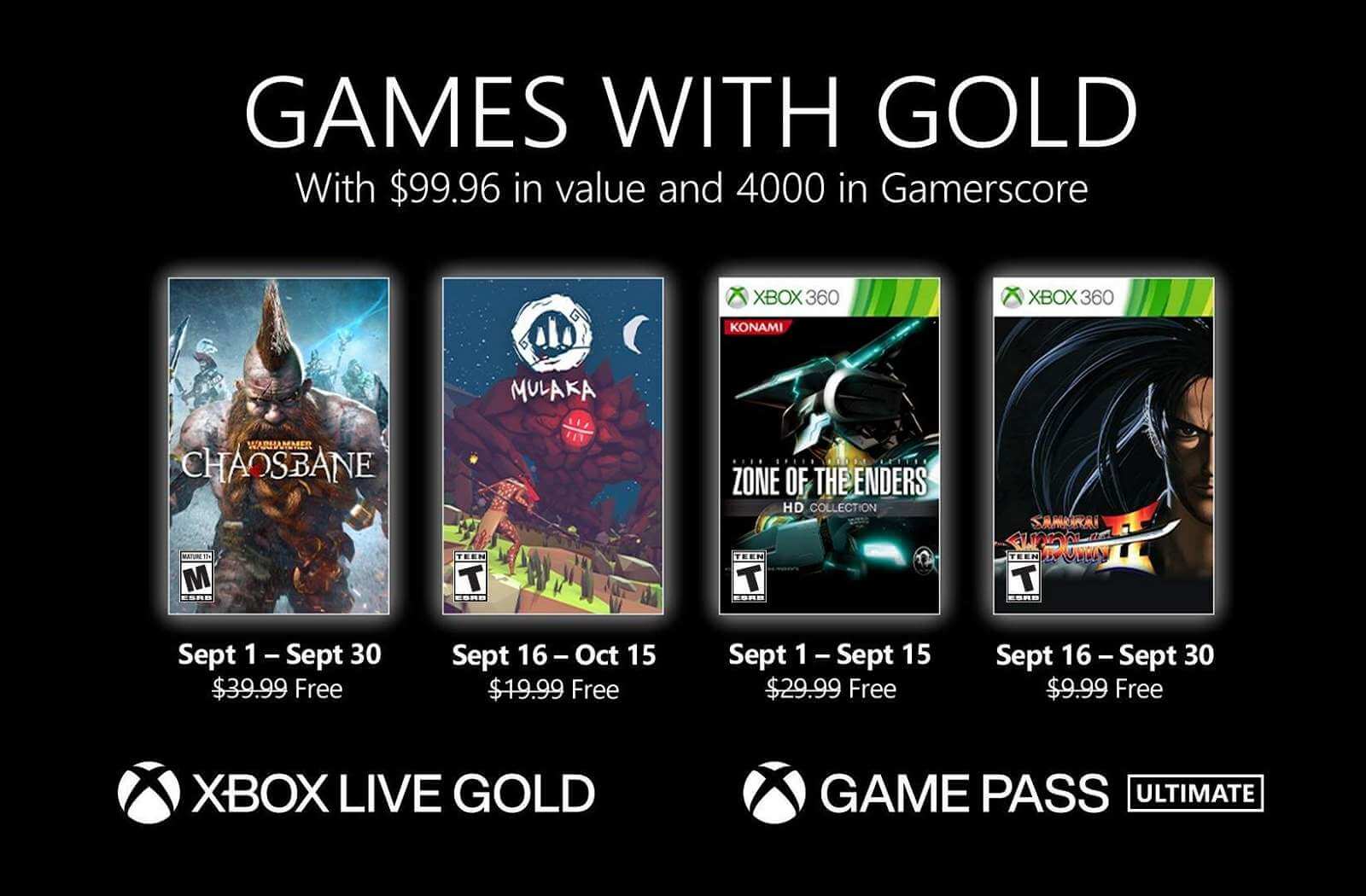 Games with Gold for September 2021