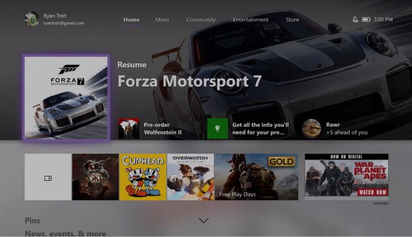 Xbox One light theme