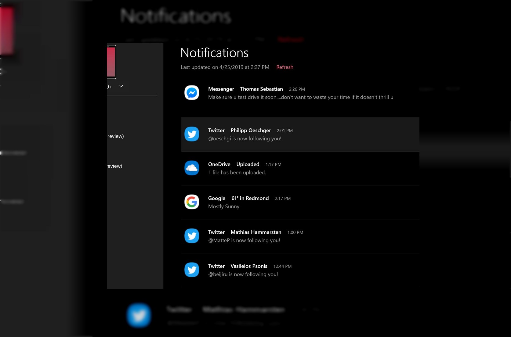 Your Phone app with notifications