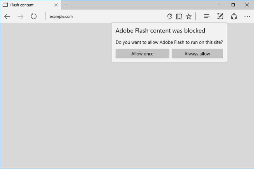 User clicks on a blocked Flash control.