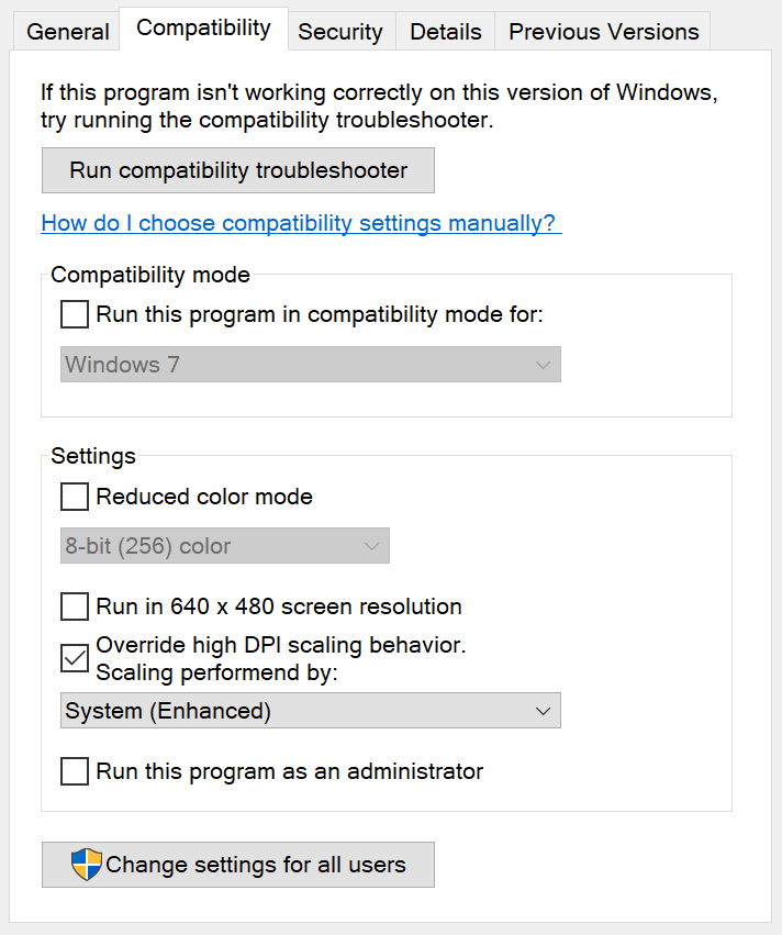 Windows 10 new System (Enhanced) compatibility option