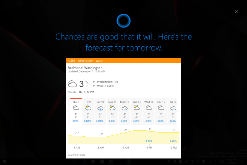 Cortana full-screen mode
