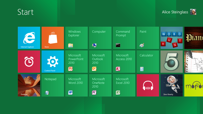 Windows 8 Start screen shortcuts