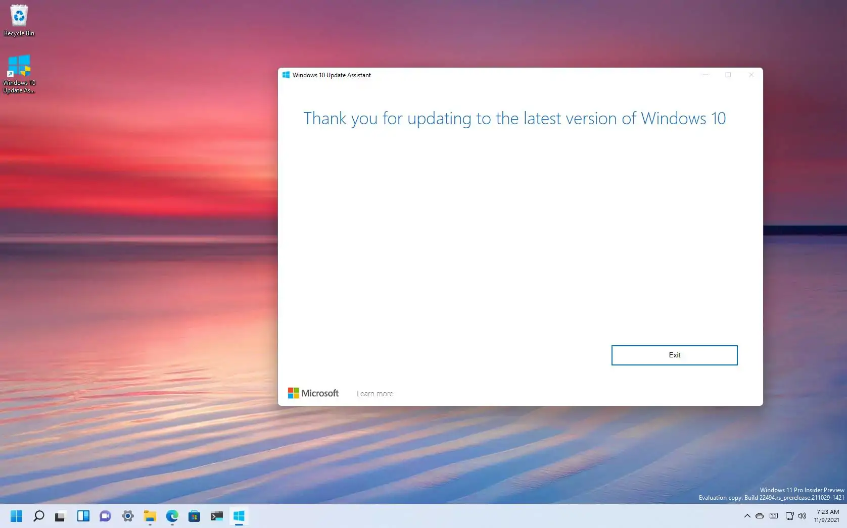 Windows 10 21H2 Update Assistant